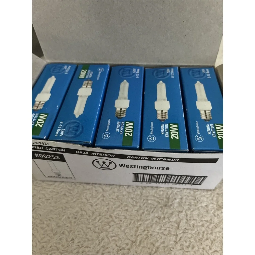 10 Westinghouse Xenon Krypton Light Bulb 20W 120V E12 Candelabra Base Frosted‎